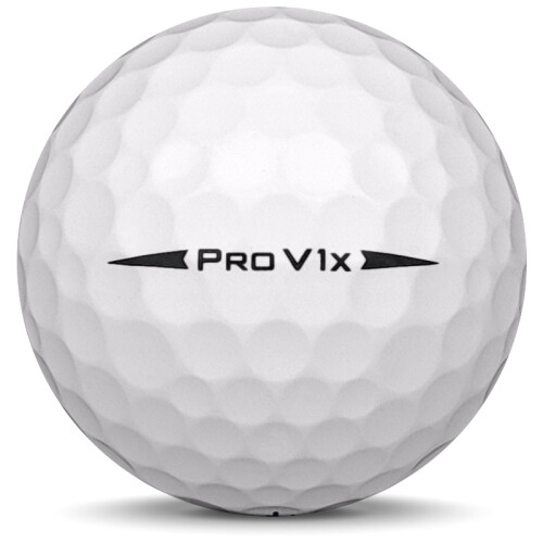 Golfboll av modellen Titleist Pro v1x i 2018 års version med vit färg från sidan