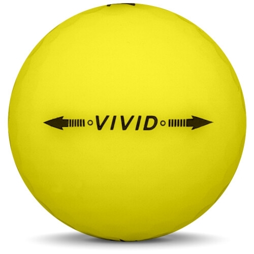 Golfboll av modellen Volvik VIVID i 2018 års version med gul färg från sidan Golfboll av modellen Volvik VIVID i 2018 års version med gul färg från sidan