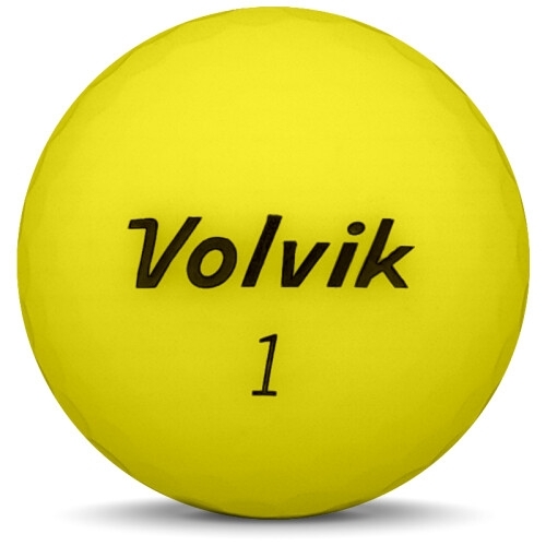 Golfboll av modellen Volvik VIVID i 2018 års version med gul färg framifrån Golfboll av modellen Volvik VIVID i 2018 års version med gul färg framifrån