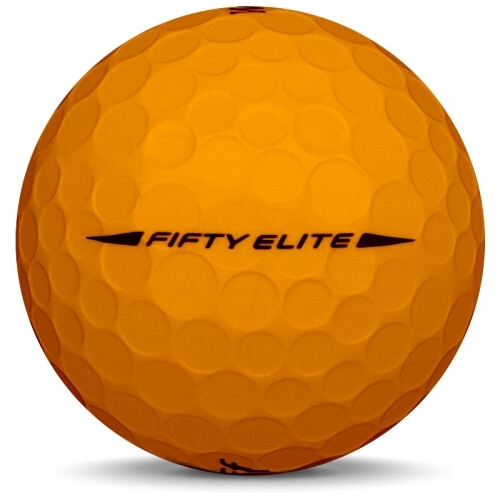 Golfboll av modellen WIlson Staff Fifty Elite i 2018 års version med orange färg från sidan