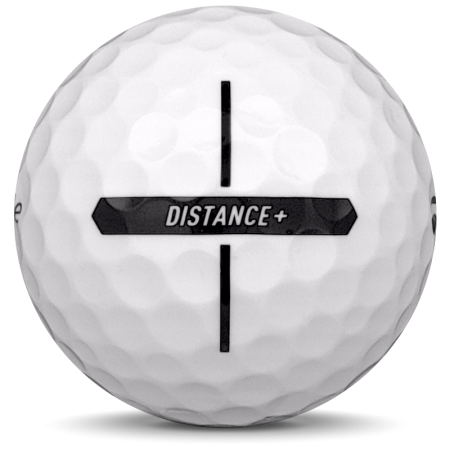 La balle de golf TaylorMade Distance+ en année-modèle 2024.
