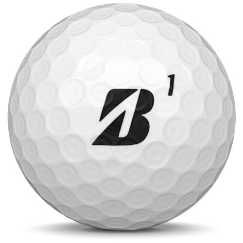 Golfboll av modellen Bridgestone B330 i vit färg framifrån