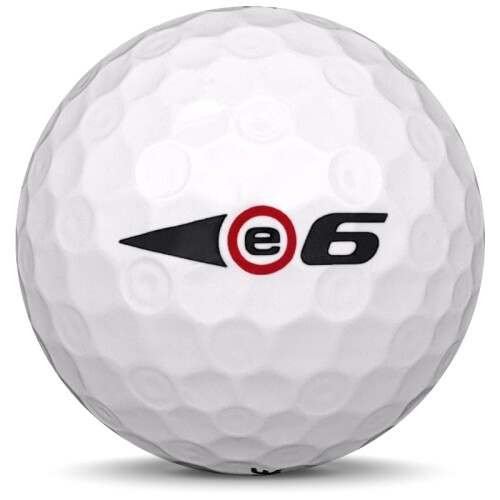 Golfboll av modellen Bridgestone E6 i tidigare års versioner med vit färg från sidan
