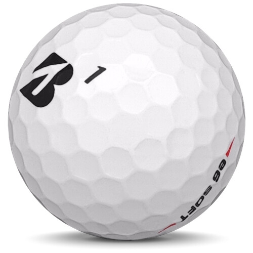 Golfboll av modellen Bridgestone E6 Soft i 2018 års version med vit färg sned bild