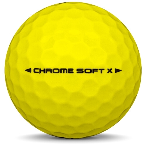 Golfboll av modellen Callaway Chrome Soft x i 2019 års version med gul färg från sidan