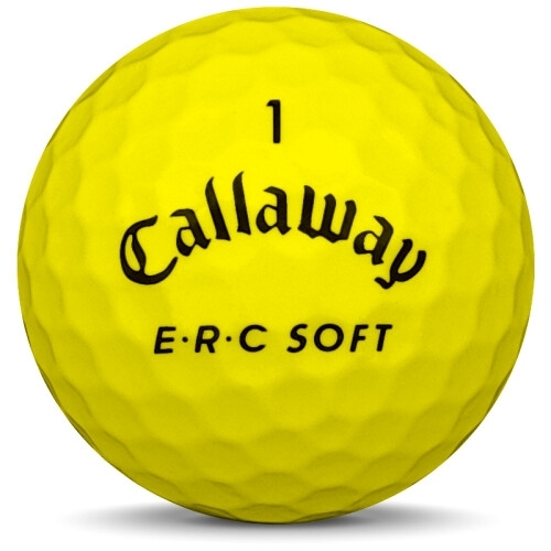 Golfboll av modellen Callaway ERC Soft i 2020 års version med gul färg framifrån
