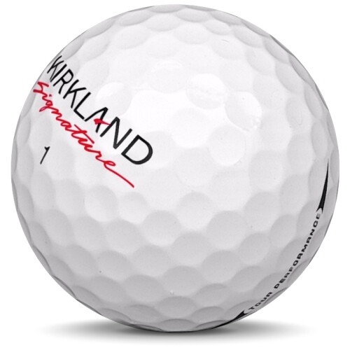 Golfboll av modellen Kirkland Tour Performance i 2017 års version med vit färg sned bild