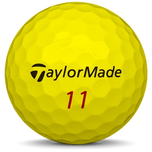 Golfboll av modellen Taylormade Project (a) i 2019 års version med gul färg framifrån