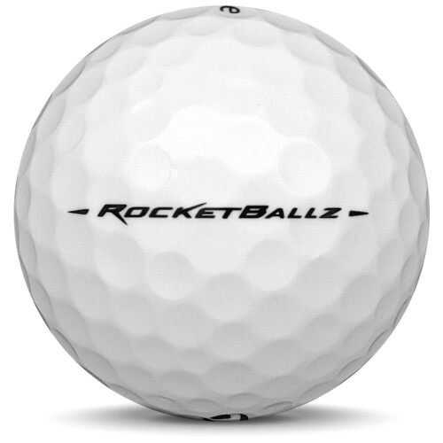 Golfboll av modellen Taylormade Rocketballz i vit färg från sidan Golfboll av modellen Taylormade Rocketballz i vit färg från sidan